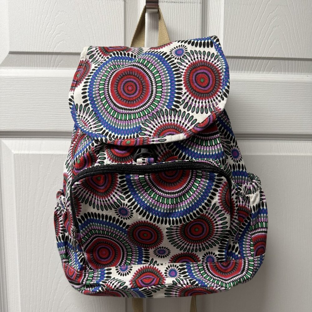 Backpack- colorful canvas multiple pockets